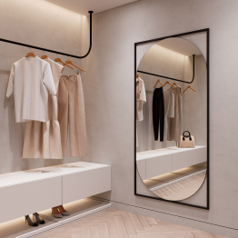 Дизайнерское настенное напольное зеркало GENGLASS Kvaden XL в металлической раме