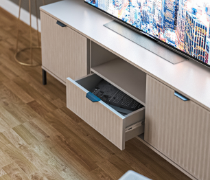 Тумба под телевизор Турин СБ-3572 Кашемир серый/МДФ Кашемир