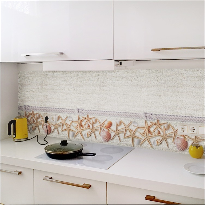 Стеновые панели из АБС-пластика, Кухонный фартук Ракушки 3000x600x1.5 мм глянец