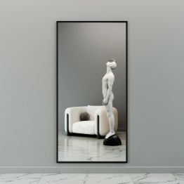 Дизайнерское настенное напольное зеркало GENGLASS Halfeo XL в металлической раме