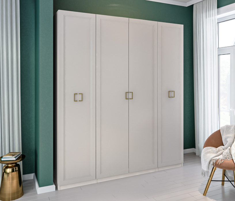 Для одежды, Шкаф Макс 4х дверный с фасадами Ассоль Кашемир серый