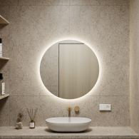 Зеркала в спальню, Зеркало с нейтральной подсветкой GENGLASS RAUNTEL NF LED M, с проводом 79х79 см