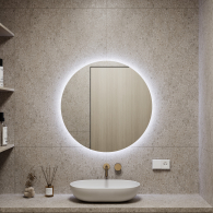 Зеркала в спальню, Зеркало с холодной подсветкой GENGLASS RAUNTEL NF LED M, с проводом 79х79 см