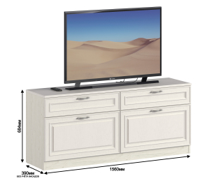 Тумба под телевизор Гранд / Ливерпуль СБ-3519 Дуб Приморский Белый/МДФ Классика Светлый