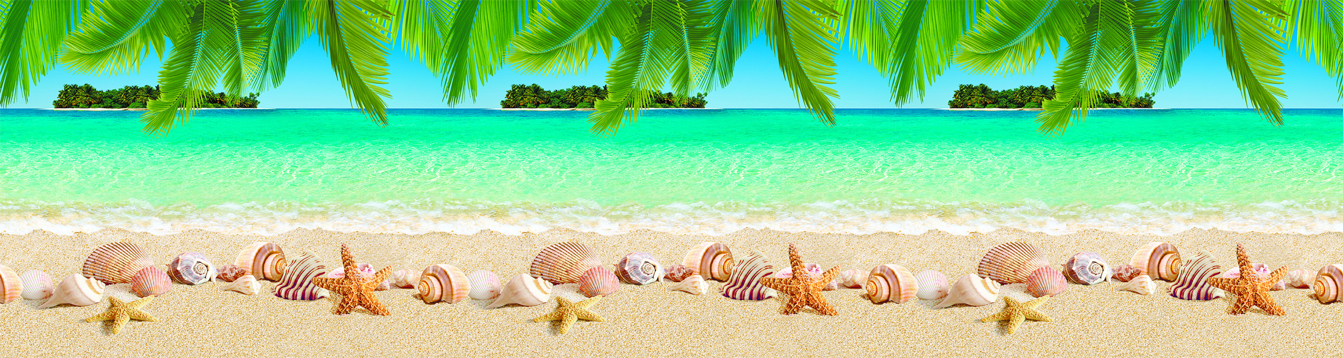 Стеновые панели из АБС-пластика, Кухонный фартук Острова 3000x600x1.5 мм глянец